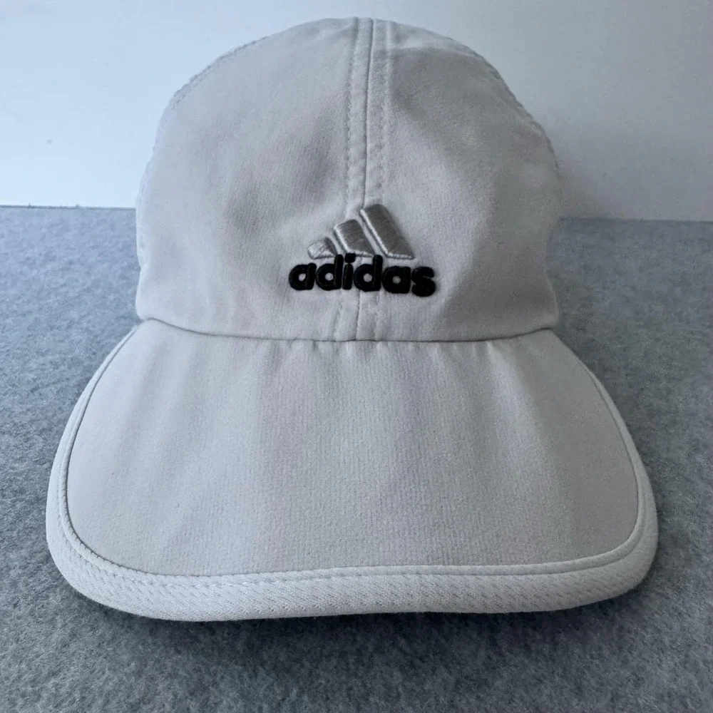 Adidas Hat Cap Strap Back White Logo One Size Fits All Mens Twill Performance